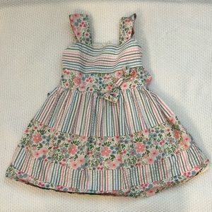 Spring cotton dress - 4T - Floral/Stripe